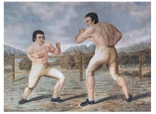 Tom Johnson fighting Isaac Perrins at Banbury in 1789 Tom Johnson Isaac Perrins prizefight Banbury 1789.png