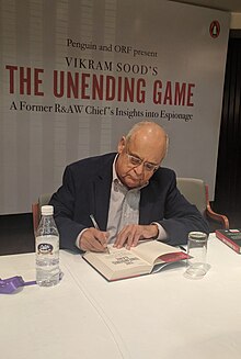 Author Vikram Sood during a book launch in New Delhi, 2018 Vikram Sood Ex Intelligence Chief RAW India.jpg
