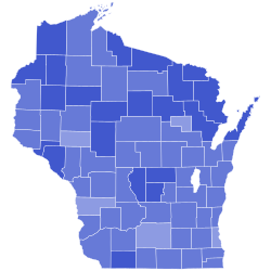 Wisconsin Democratic presidential primary election results by county, 2020.svg