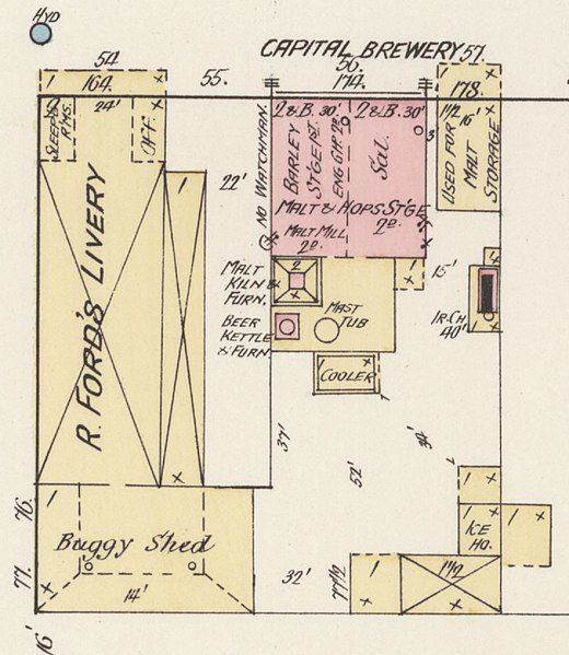File:"CAPITAL BREWERY" October 1888 map detail, Sanborn Fire Insurance Map from Salem, Marion County, Oregon. LOC sanborn07453 002-7 (cropped).jpg