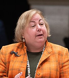 (03-04-19) NY State Senator Liz Krueger during Senate Session at the NY State Capitol, Albany NY (cropped).jpg