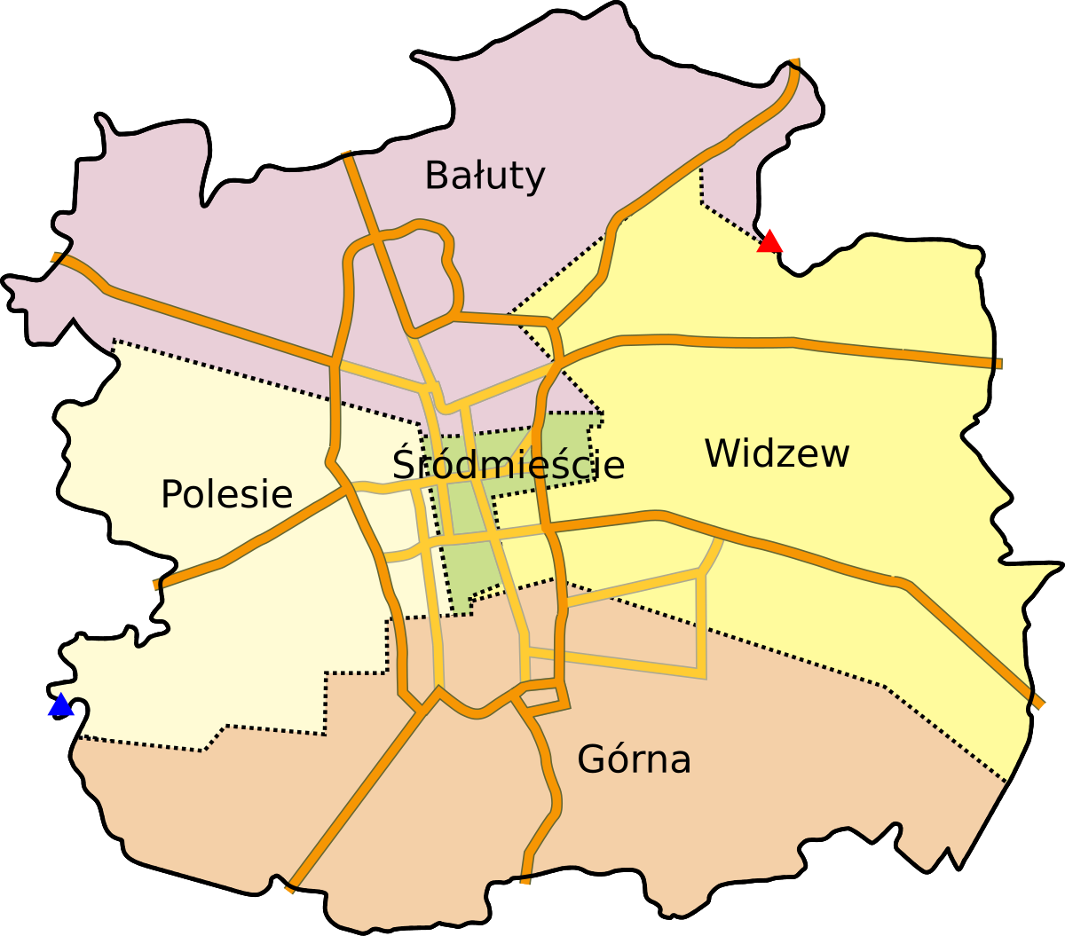 mapa lodzi Podział administracyjny Łodzi – Wikipedia, wolna encyklopedia