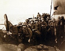 February 19, 1945: U.S. forces arrive on Iwo Jima. 127-GW-316-111236 (29474447136).jpg
