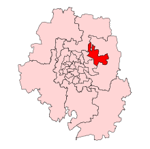 Location of KR Puram assembly, shown in red, in Bangalore