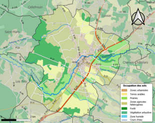 Carte en couleurs présentant l'occupation des sols.