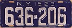 1923 New Yorker Nummernschild.JPG