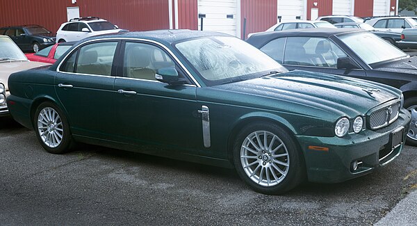 A facelifted 2008 Jaguar XJ8 with the chrome side vent trim