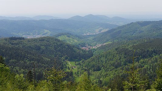 View of Gernsbach. Taken by the side of the the L76b in Kaltenbronn (Gernsbach), Black Forest, Baden-Württemberg, Germany.