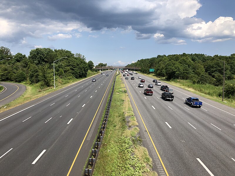 File:2019-07-25 15 35 33 View east along Interstate 595 and U.S. Route 50 (John Hanson Highway) from the overpass for Maryland State Route 197 (Collington Road) in Bowie, Prince George's County, Maryland.jpg