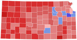 2022 Kansas gubernatorial election results map by county.svg