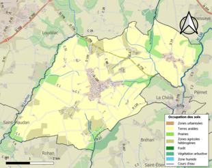 Barevná mapa znázorňující využití půdy.