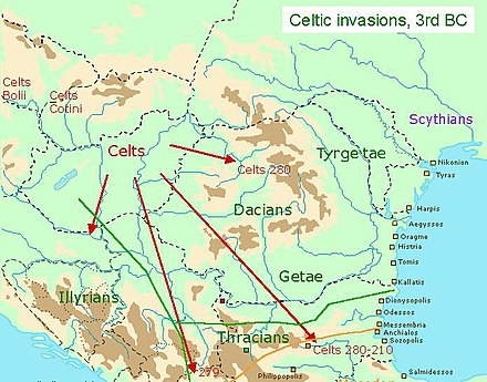 A map of Celtic invasions and migrations in the Balkans in the 3rd centuy BC