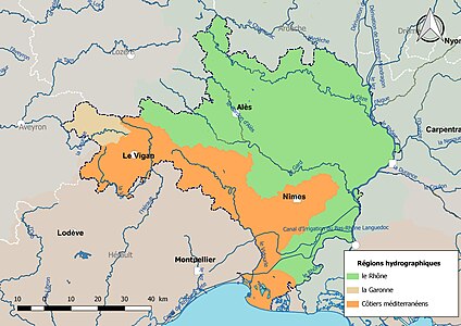 Le territoire du Gard se répartit en 3 régions hydrographiques.