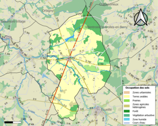 Barevná mapa znázorňující využití půdy.