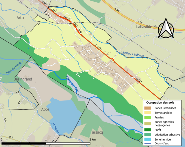 Carte en couleurs présentant l'occupation des sols.