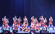 Japanese idol group AKB48 has received the Best Asian Artist award 3 times AKB48 members at the J!-ENT LIVE(cropped).jpg