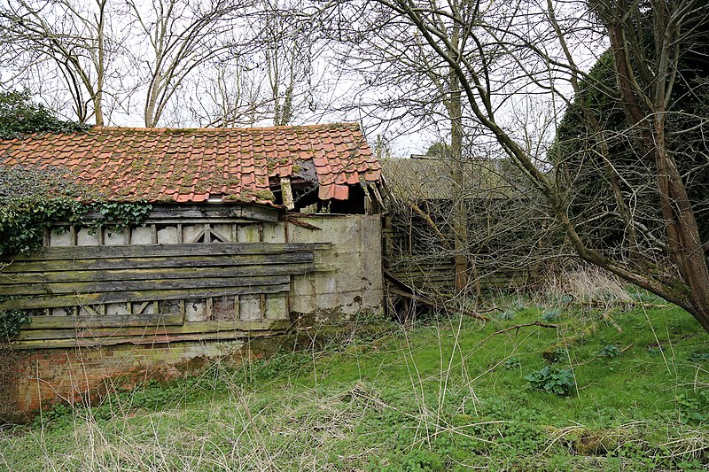 File:Abandoned mill at Tilty, Essex, England, 09 - abandoned sheds from West.jpg