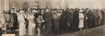 Military commanders of the Iranian armed forces, government officials, and their wives commemorating the abolition of the veil in 1936 Abolitionofveil.jpg