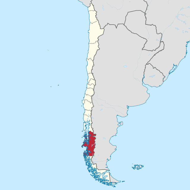 Poziția localității Regiunea Aysén delGeneral Carlos Ibáñez del Campo