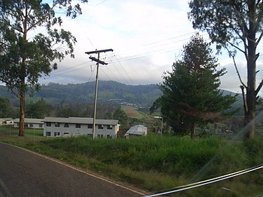 Aiyura Valley viewed from road leading in from Kainantu. The Aiyura airport is in the background. Aiyura Valley.JPG