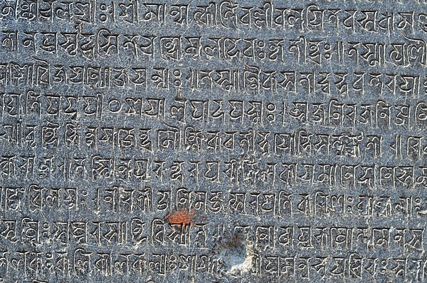 Temple inscription showing 13th century Siddhaṃ script variant ancestor of modern Odia script at Ananta Vasudeva Temple