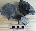 Argilite du Callovo-Oxfordien provenant du laboratoire de Bure (490 mètres de profondeur) et datée de 160 Ma.