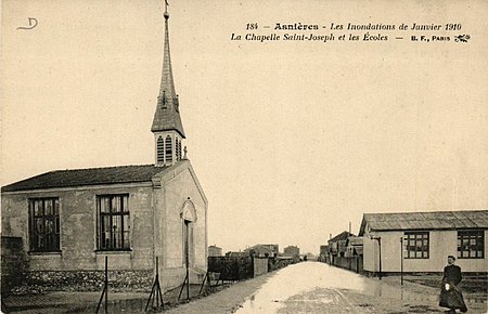 Asnières sur Seine.Chapelle Saint Joseph.Inondations de 1910