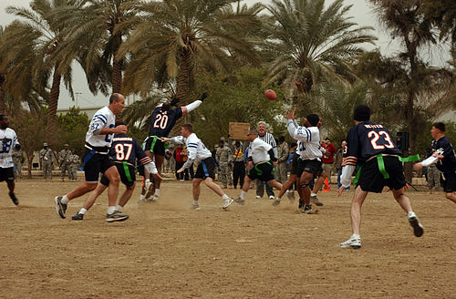 "The Baghdad Bowl" flag football game played in Iraq.