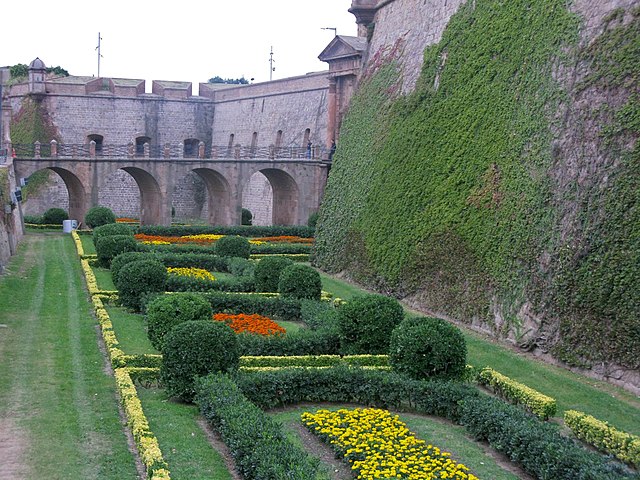 Medrano's fortifications of Montjuic Castle are now extensively planted with parterre gardens