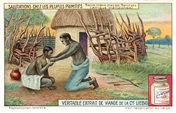Vignette publicitaire (1910) mettant en scène le peuple Lozi de Namibie.