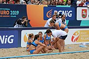 Deutsch: Beachhandball Europameisterschaften 2019 (Beach handball Euro); Tag 6: 7. Juli 2019 – Spiel um Platz Drei, Frauen, Kroatien-Niederlande 0:2 (14:23, 20:22) English: Beach handball Euro; Day 6: 7 July 2019 – Women's Bronze Medal Match – Croatia-Netherlands 0:2 (14:23, 20:22)