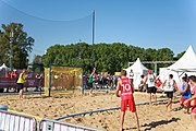 Deutsch: Beachhandball bei den Olympischen Jugendspielen 2018; Tag 3, 9. Oktober 2018; Jungs, Vorrunde, Gruppe A - Portugal-Italien 2:0 English: Beach handball at the 2018 Summer Youth Olympics at 9 October 2018 – Girls Preliminary Round Group A‎ – Portugal-Italy 2:0