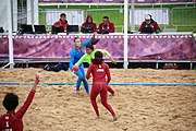 Deutsch: Beachhandball bei den Olympischen Jugendspielen 2018; Tag 6, 12. Oktober 2018; Mädchen, Platzierungsrundenspiel – Russland-Venezuela 2:0 English: Beach handball at the 2018 Summer Youth Olympics at 12 October 2018 – Girl's Consolation Round – Russland-Venezuela 2:0