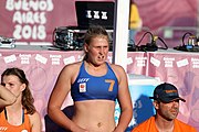 Deutsch: Beachhandball bei den Olympischen Jugendspielen 2018; Tag 3, 9. Oktober 2018; Mädchen, Vorrunde, Gruppe B - Venezuela-Niederlande 1:2 English: Beach handball at the 2018 Summer Youth Olympics at 9 October 2018 – Girls Preliminary Round Group B‎ – Venezuela-Netherlands 1:2