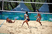 Deutsch: Beachvolleyball bei den Olympischen Jugendspielen 2018; Tag 8, 14. Oktober 2018; Mädchen, Achtelfinale – Mexiko-China 0:2 (15–21/16–21) English: Beach volleyball at the 2018 Summer Youth Olympics at 14 October 2018 – Girls Round of 16 – Mexico-China 0:2 (15–21/16–21)