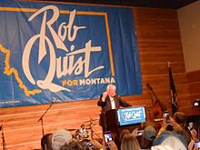 Bernie Sanders campaigned with Quist the weekend prior to the 2017 special election Bernie Sanders Bozeman, MT.jpg