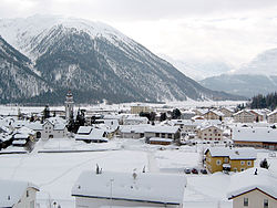Pohled na obec v zimě