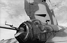 He 177 A-5 tail gun position, with MG 151 cannon and bulged upper glazing for upright gunner's seating Bundesarchiv Bild 101I-676-7972A-34, Flugzeug Heinkel He 177, Heckkanone.jpg