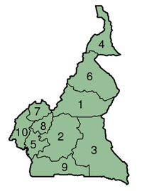 De regio's van Kameroen.