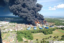 The Catano oil refinery fire on October 23, 2009. Caribbean Petroleum Corporation Disaster.jpg