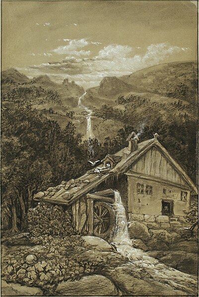 File:Carl Gustav Carus - Wassermühle am Gebirge.jpg