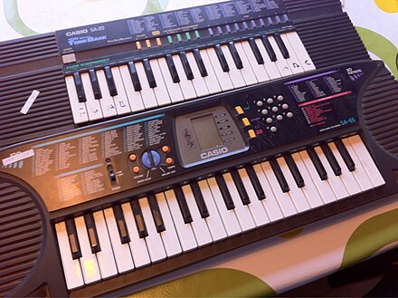 Two Casio "ToneBank" electric keyboards: SA-20 and SA-65