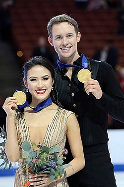 Evan com Madison Chock vencedores do Campeonato dos Quatro Continentes de 2019