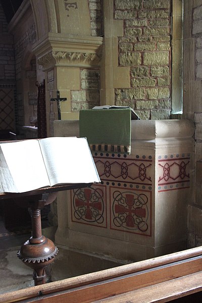 File:Church of St Lawrence, Stanton Prior pulpit.JPG