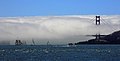Cloud-clad Golden Gate bridge, as seen from Sausalito side.