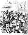 "Colored Rule in a Reconstructed(?) State", Harper's Weekly, 14 Mac 1874. Pada ketika ini, Nast telah berputus asa dengan idealisme perkauman dan penggubal undang-undang kulit hitam karikatur sebagai badut yang tidak cekap.