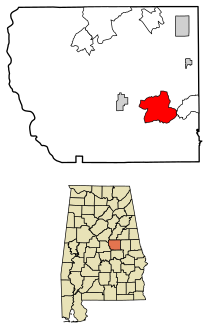 Coosa County Alabama Incorporated and Unincorporated areas Hissop Highlighted 0134984.svg