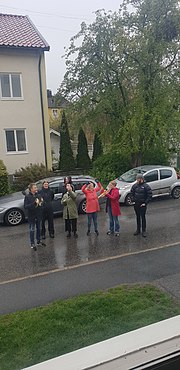 Surprise concert on the street outside my window