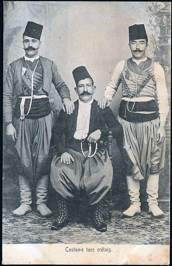 Cretan Muslims in their traditional costume; 19th-20th century