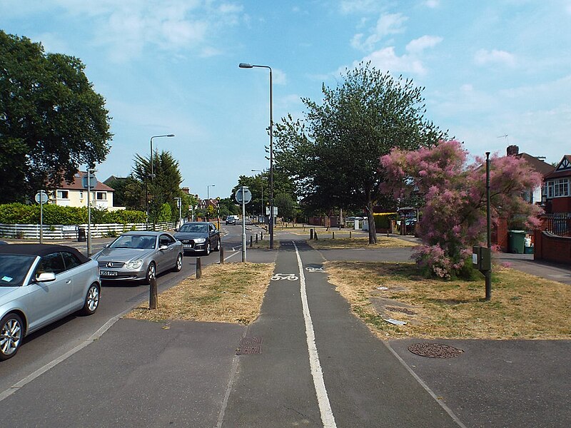 File:Cycle path on Coombe Lane, near Raynes Park - geograph.org.uk - 5826735.jpg